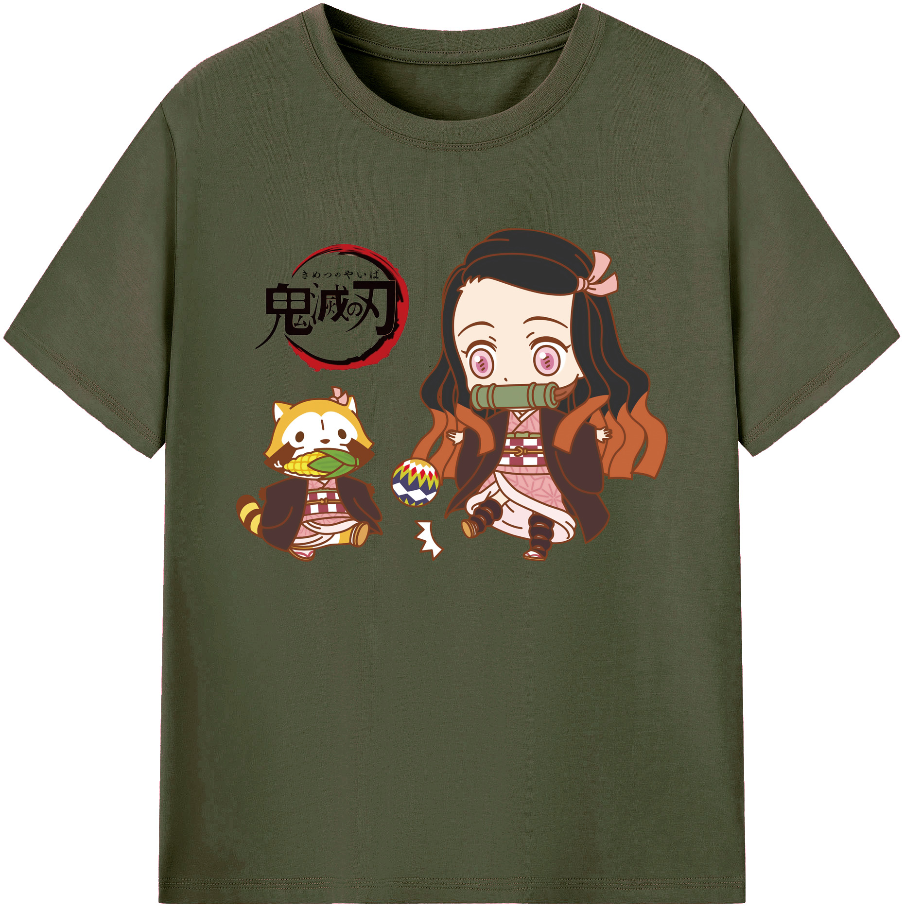 （画像用） 鬼滅の刃（きめつのやいば）竈門 禰󠄀豆子／かまど ねずこ Kamado Nezuko 綿100％ メンズ半袖Tシャツ｜肌触りやわらか＆通気性